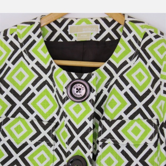 MICHAEL Michael Kors Green and Black Geometric Blazer - Picture 2 of 11